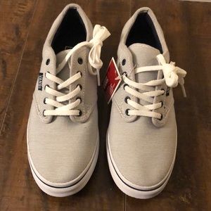 Pinstripe gray and white women’s Vans size 6
